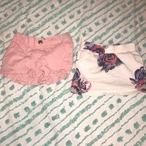 Floral skirt and pastel pink short